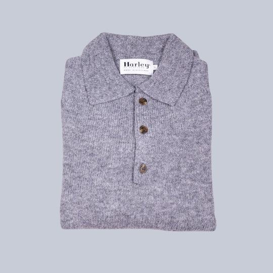 Mid Grey Supersoft Lambswool 3 Button Sweater