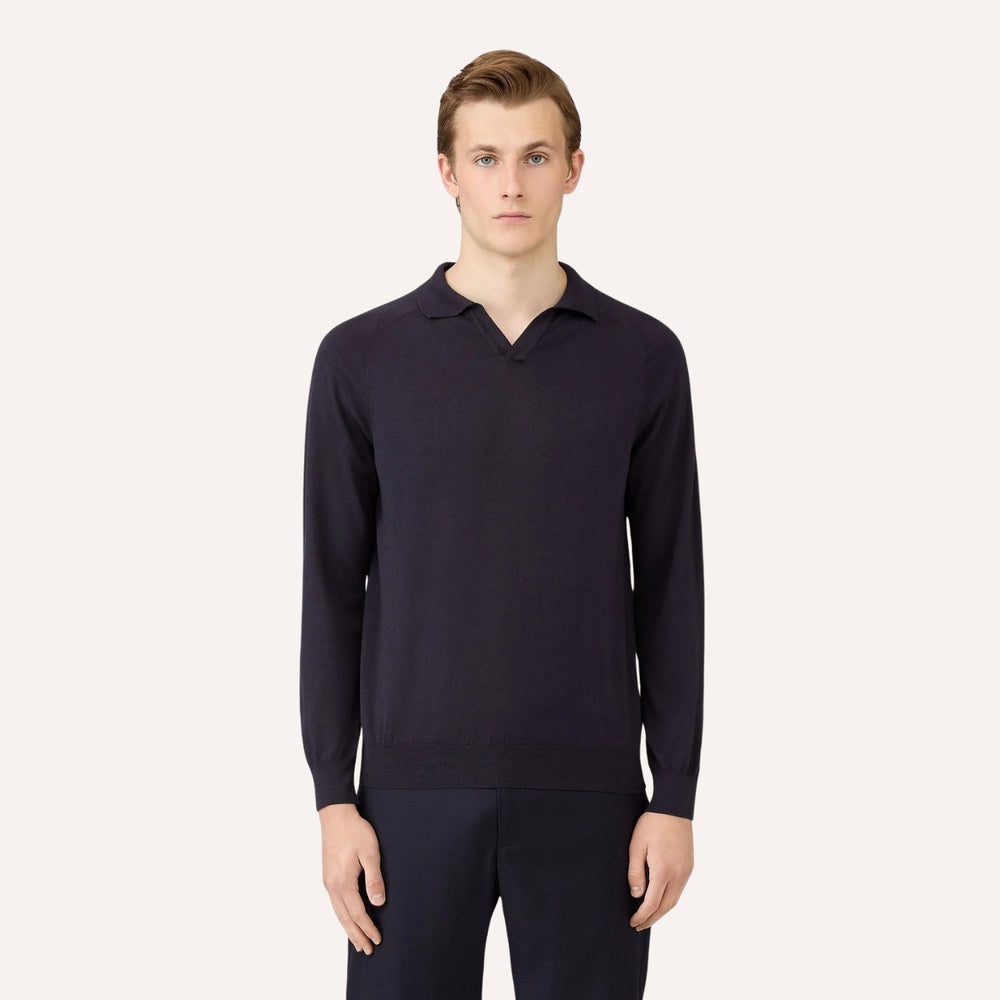 Navy Sea Island Cotton Cashmere Polo