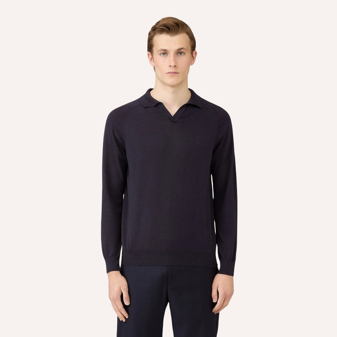Navy Sea Island Cotton Cashmere Polo