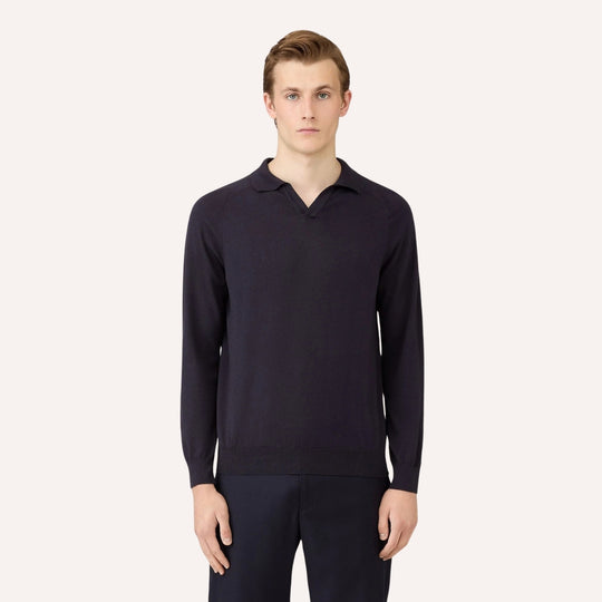 Navy Sea Island Cotton Cashmere Polo