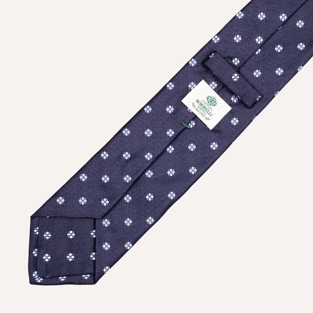 Navy Silk Geometric Dot Pattern Tie