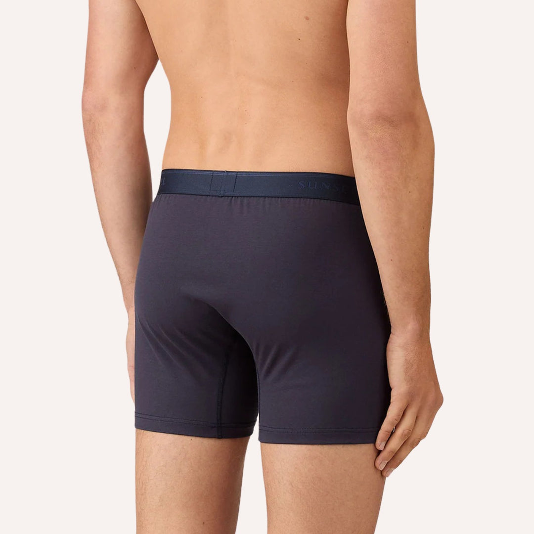 Navy Superfine Cotton Two‑Button Boxer Briefs