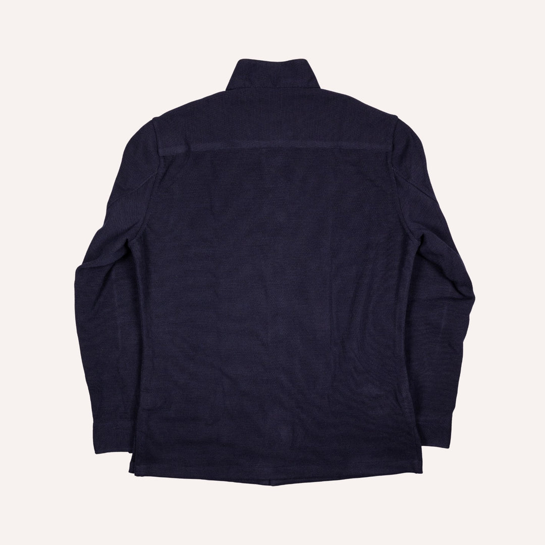 Navy Wool Jersey Mandarin Nehru Jacket