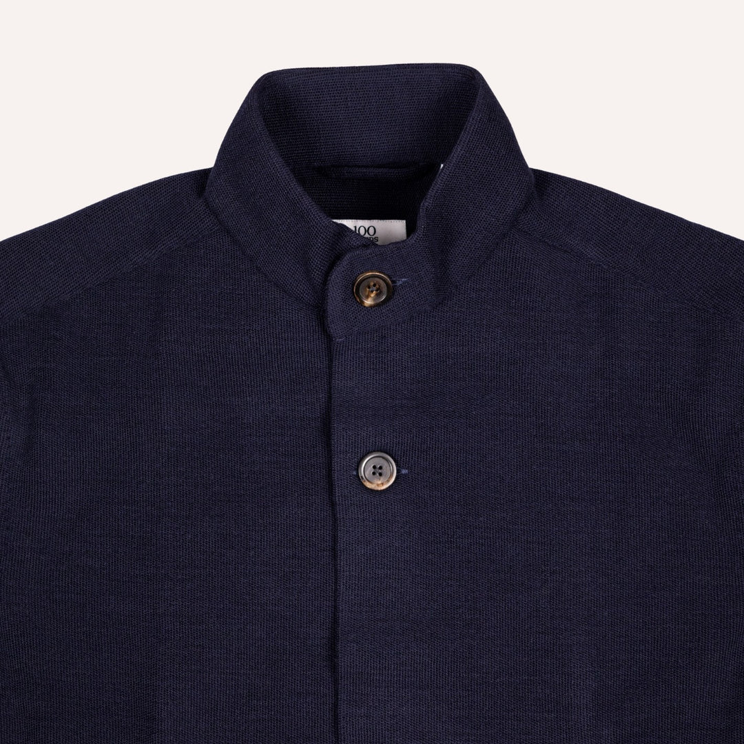 Navy Wool Jersey Mandarin Nehru Jacket