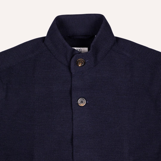 Navy Wool Jersey Mandarin Nehru Jacket