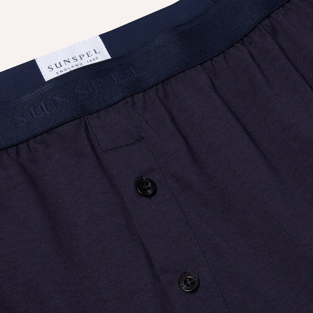 Navy Superfine Cotton Two‑Button Boxer Briefs