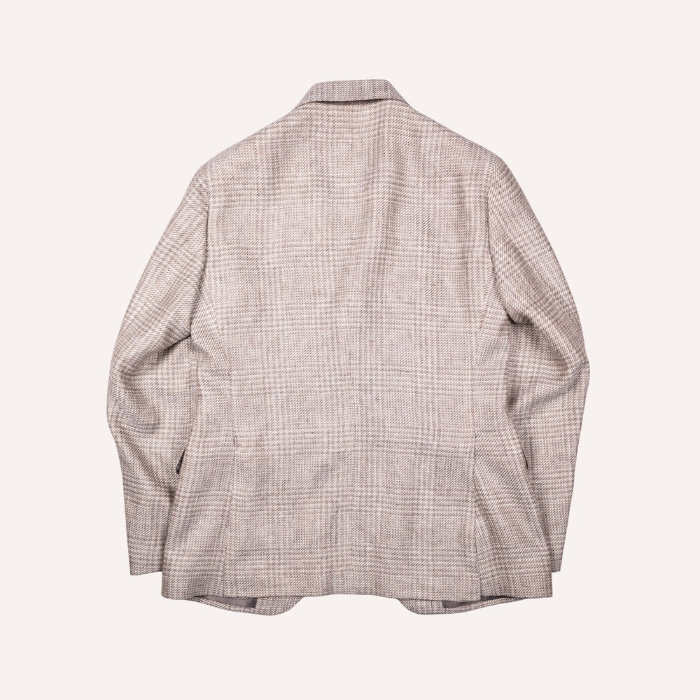 Greige Glencheck Wool Linen Blazer