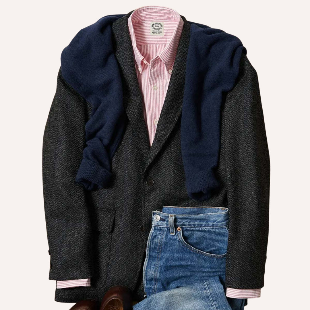 Red Striped Washed Oxford Button Down Shirt