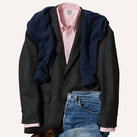 Red Striped Washed Oxford Button Down Shirt