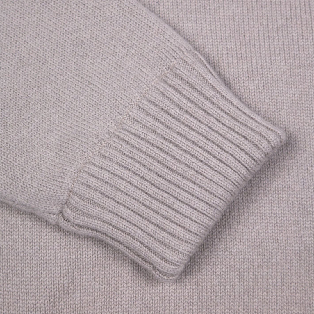 Oatmeal Wool Cashmere Fur Collar Zip Cardigan