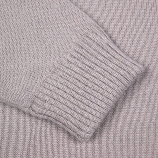 Oatmeal Wool Cashmere Fur Collar Zip Cardigan