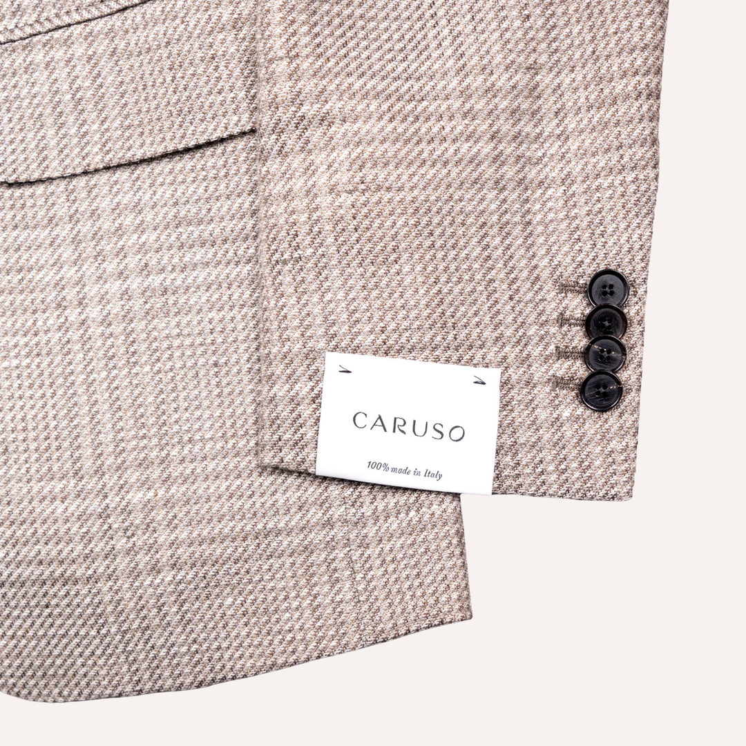 Greige Glencheck Wool Linen Blazer