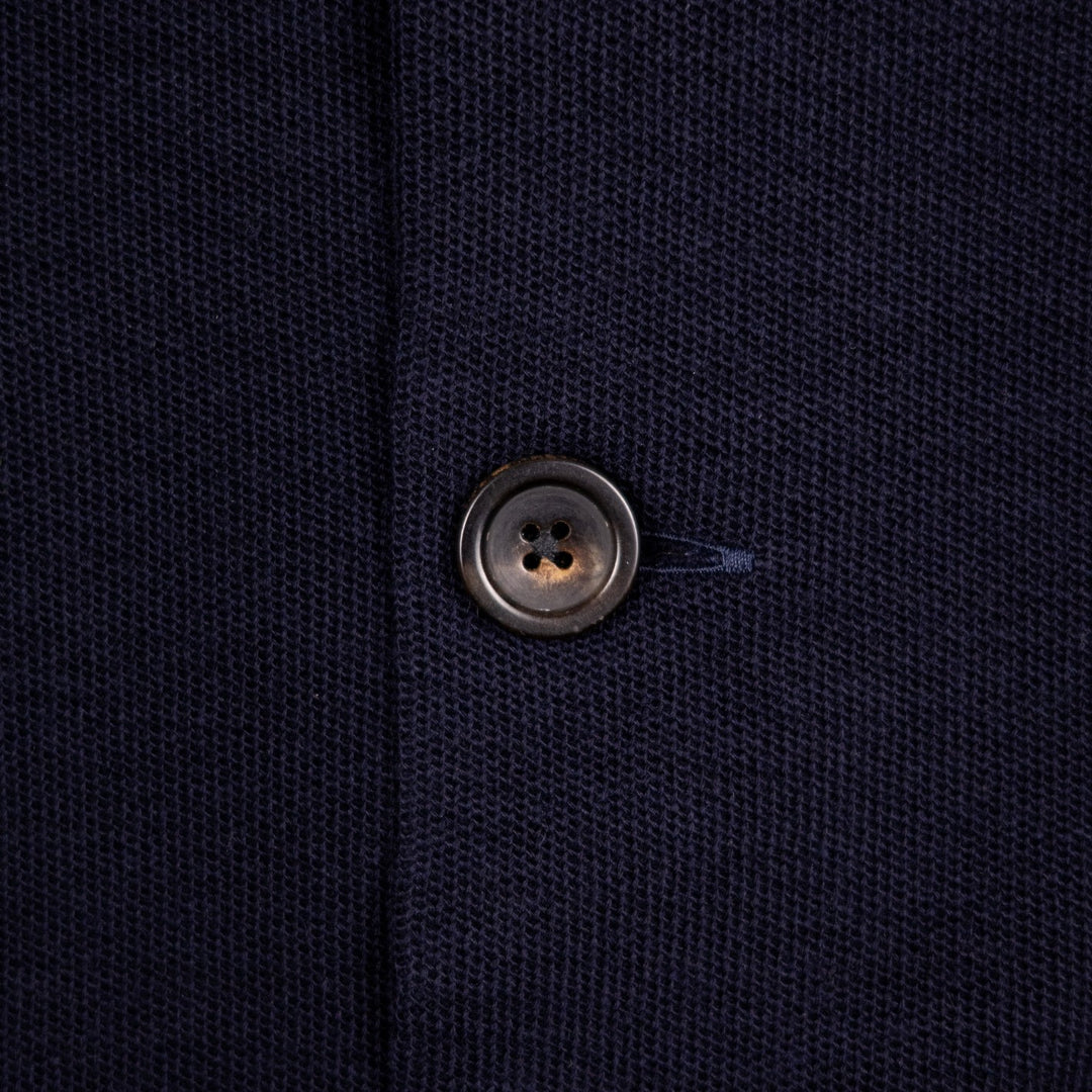 Navy Wool Jersey Mandarin Nehru Jacket
