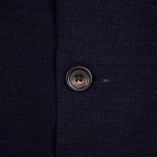 Navy Wool Jersey Mandarin Nehru Jacket
