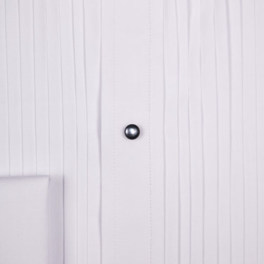 White Pleated Front Regular Tuxedo Shirt