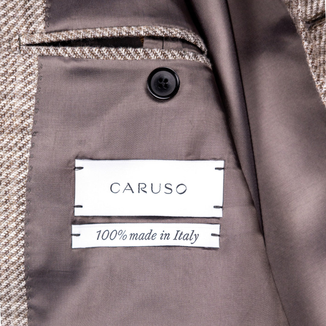 Greige Glencheck Wool Linen Blazer