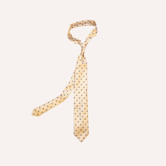 Gold Flower Dot Geometric Pattern Tie