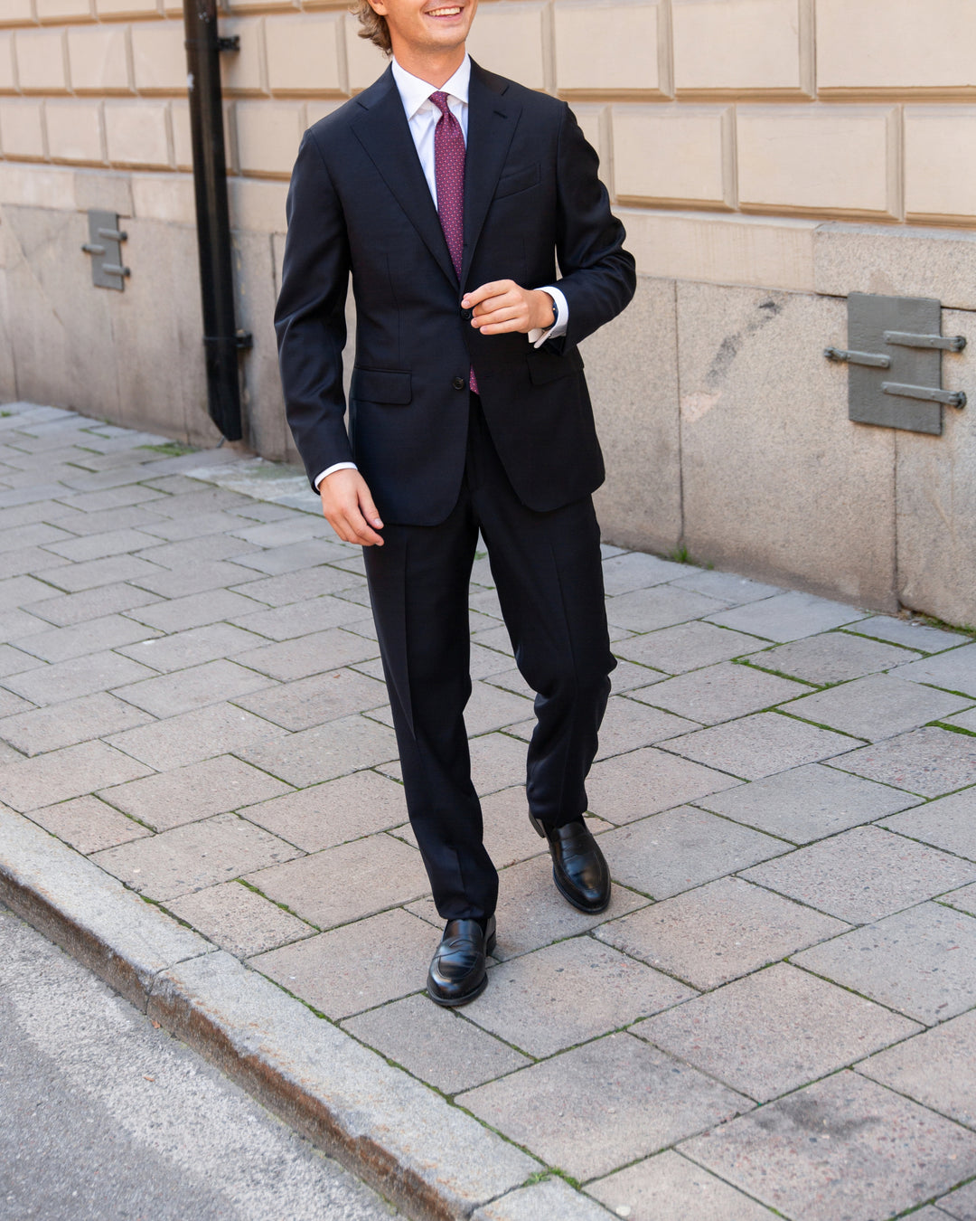 Midnight Blue S130 Twill Wool Suit - Green Line