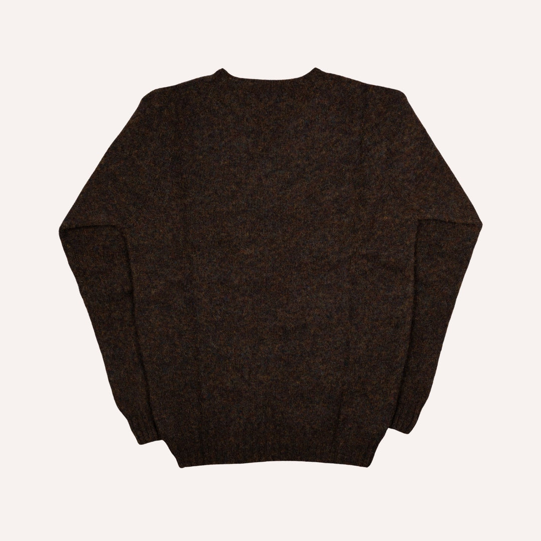 Carob Brown Lambswool Crewneck Sweater