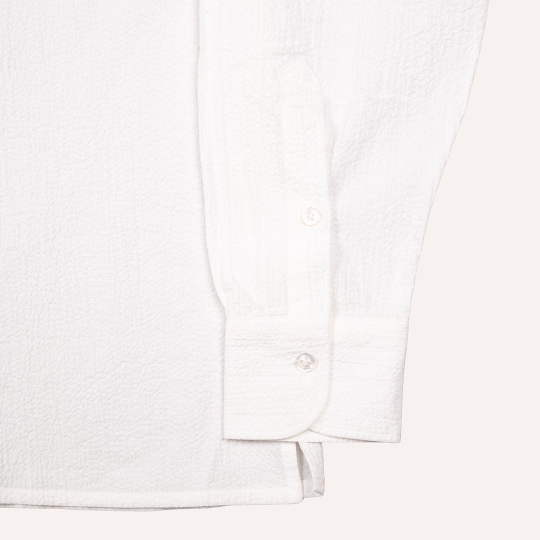 Off White Mandarin Seersucker Popover