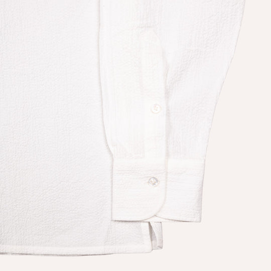 Off White Mandarin Seersucker Popover