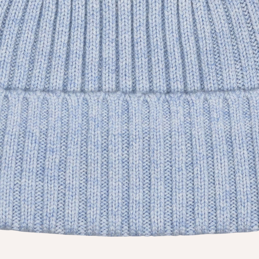 Ice Blue Ribbed Cashmere Beanie