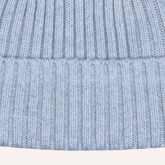 Ice Blue Ribbed Cashmere Beanie