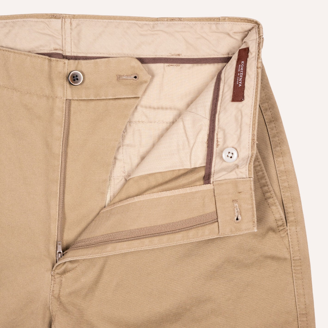 Washed Khaki Cotton Chinos - Straight Fit