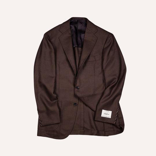 Brown Hopsack Balloon Wool Blazer