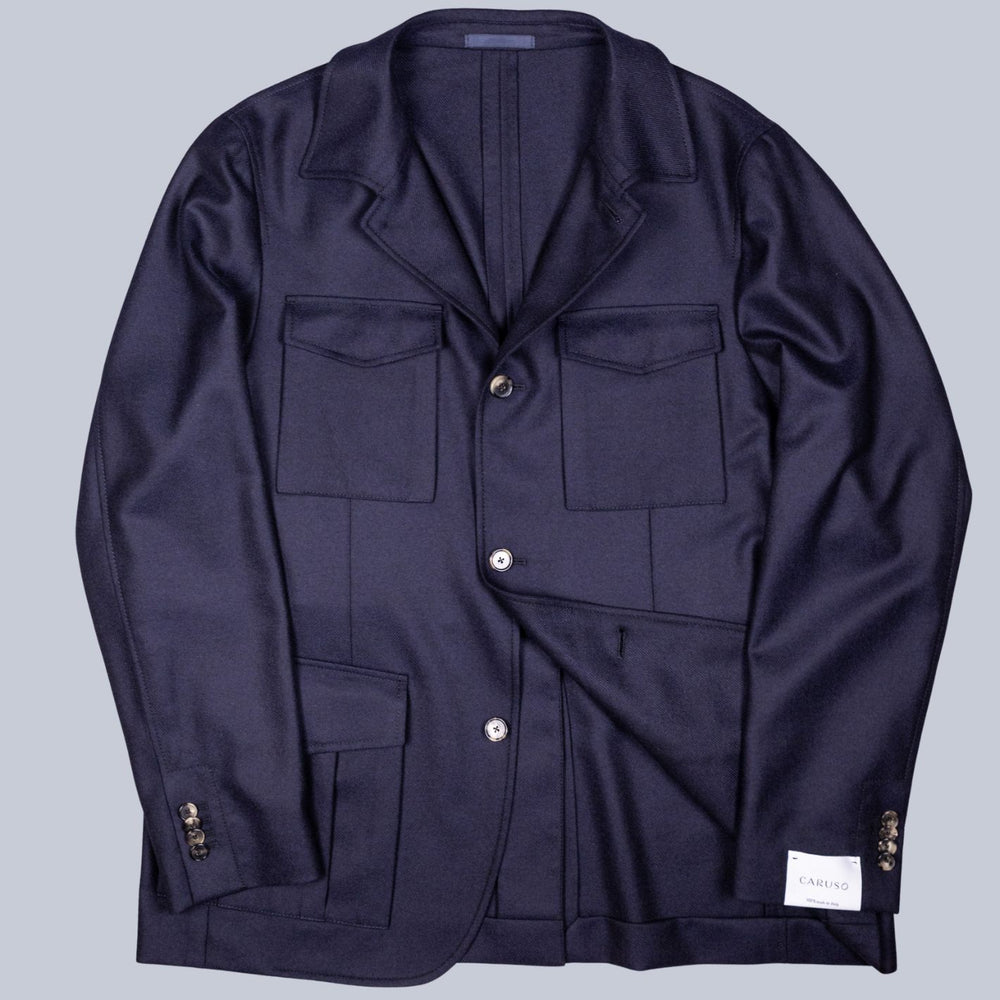 Midnight Blue Wool Traveller Saba Jacket