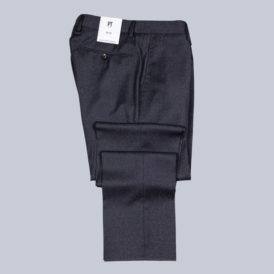 Charcoal Grey Worsted Wool Flannel Trousers
