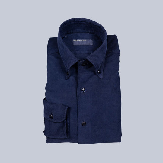 Navy Cotton Corduroy Button Down Shirt