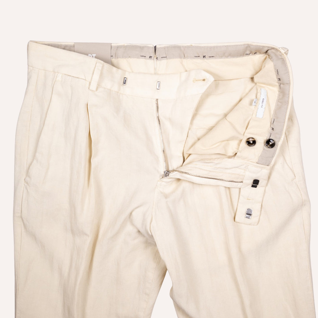 Off White Herringbone Trousers