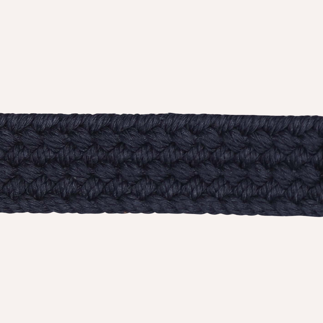 Navy Double Silver Ring Woven Belt