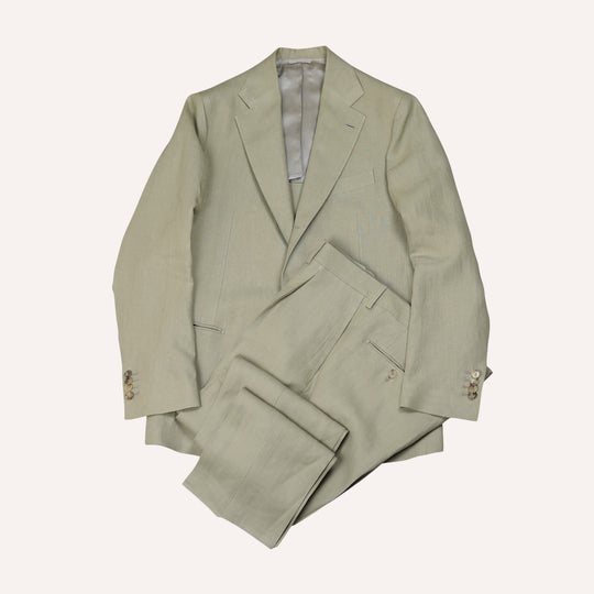 Khaki Casual Linen Suit