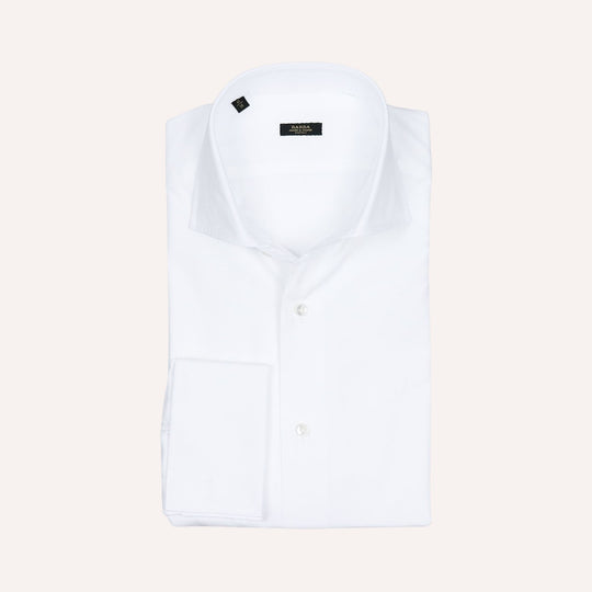 White Double Cuff Slim Fit Cutaway Shirt