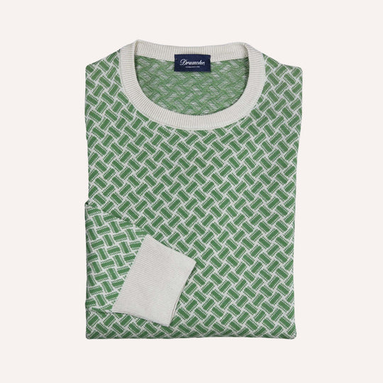 Washed Green Beige Cotton Linen Sweater