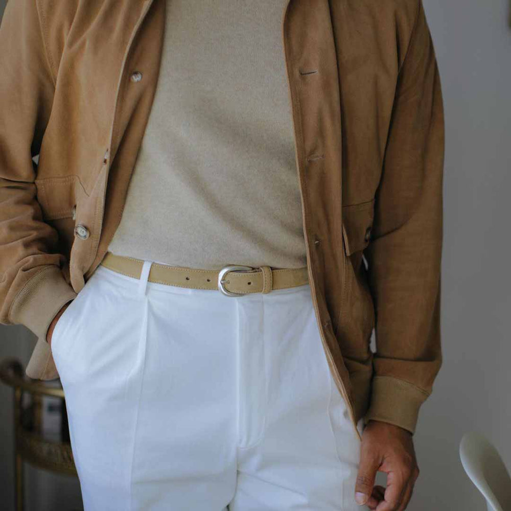 Sand Suede Silver Plated Buckle Belt