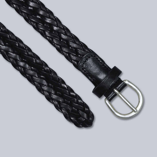 Black Woven Leather Belt
