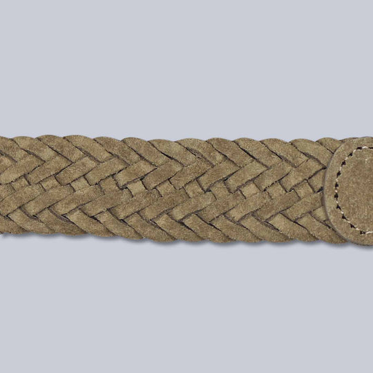 Dark Beige Woven Suede Brass Buckle Belt