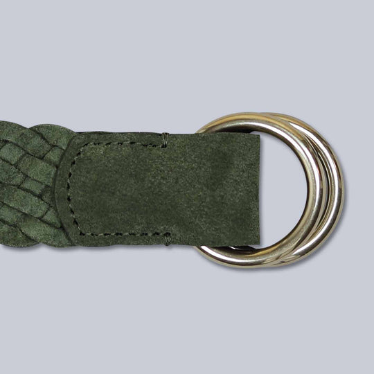 Green Double Ring Woven Suede Belt