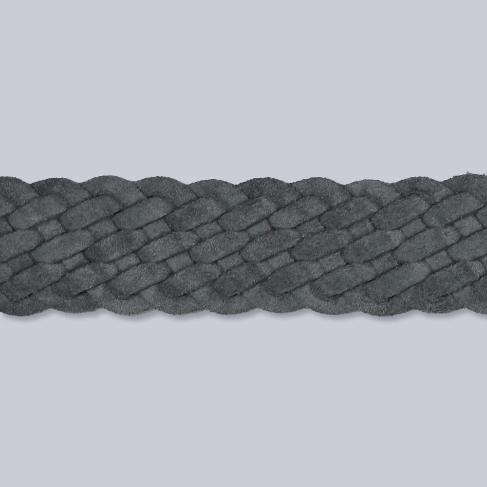 Grey Double Ring Woven Suede Belt