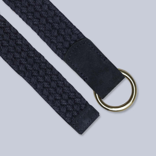 Navy Double Ring Woven Belt