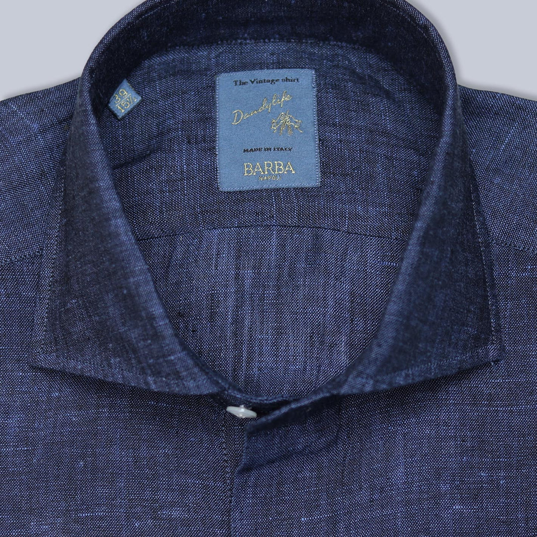 Blue Linen Cutaway Shirt