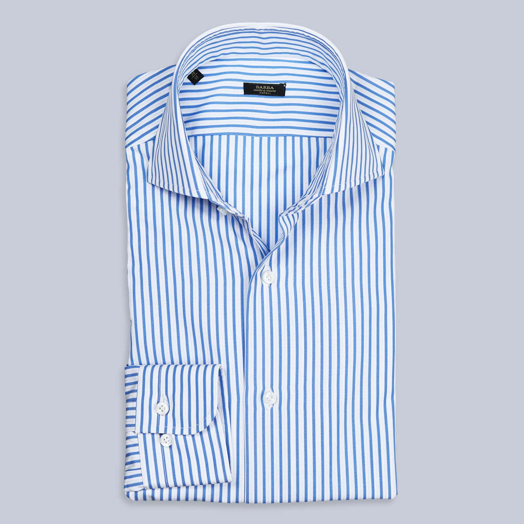 BARBA NAPOLI CULTO ストライプシャツ 42/16½ barba-napoli-blue-double-