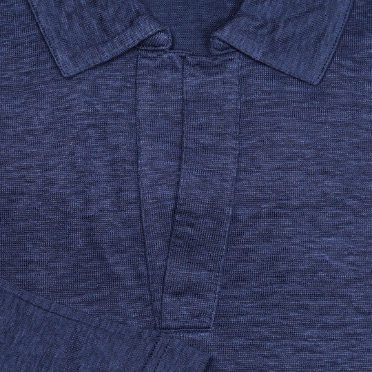 Blue Linen Long Sleeve Skipper Shirt