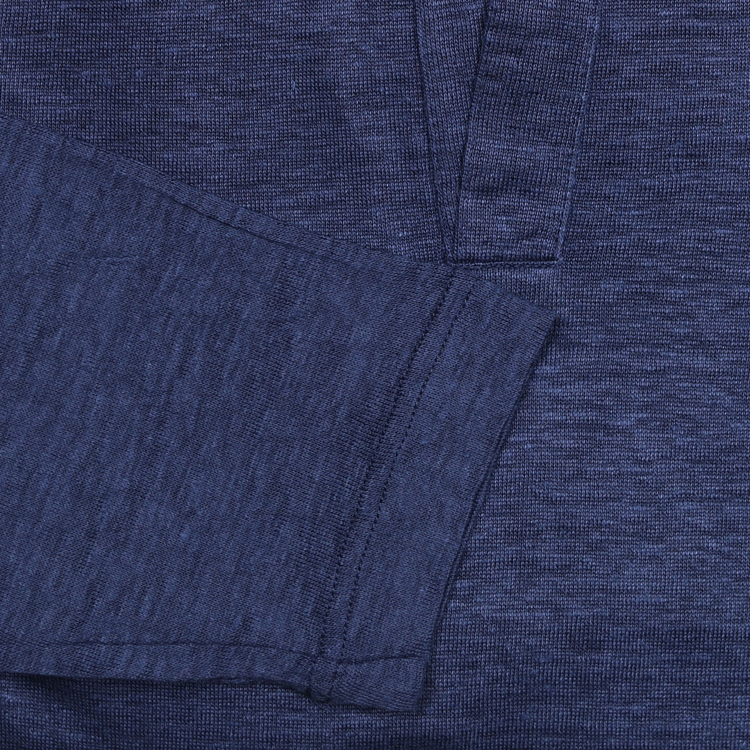Blue Linen Long Sleeve Skipper Shirt