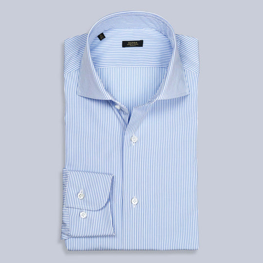 Blue Thin Double Striped Slim Cutaway Shirt