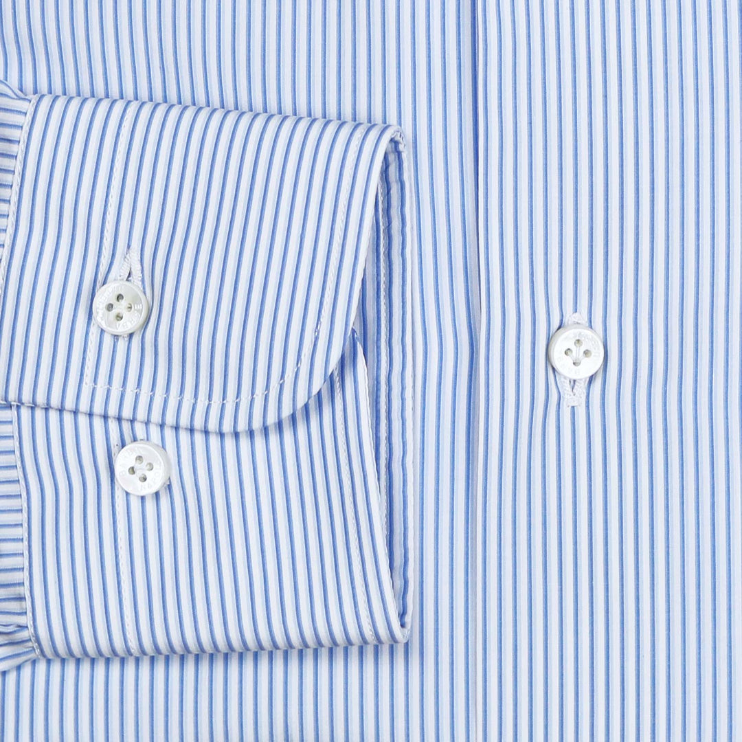 Blue Thin Double Striped Slim Cutaway Shirt