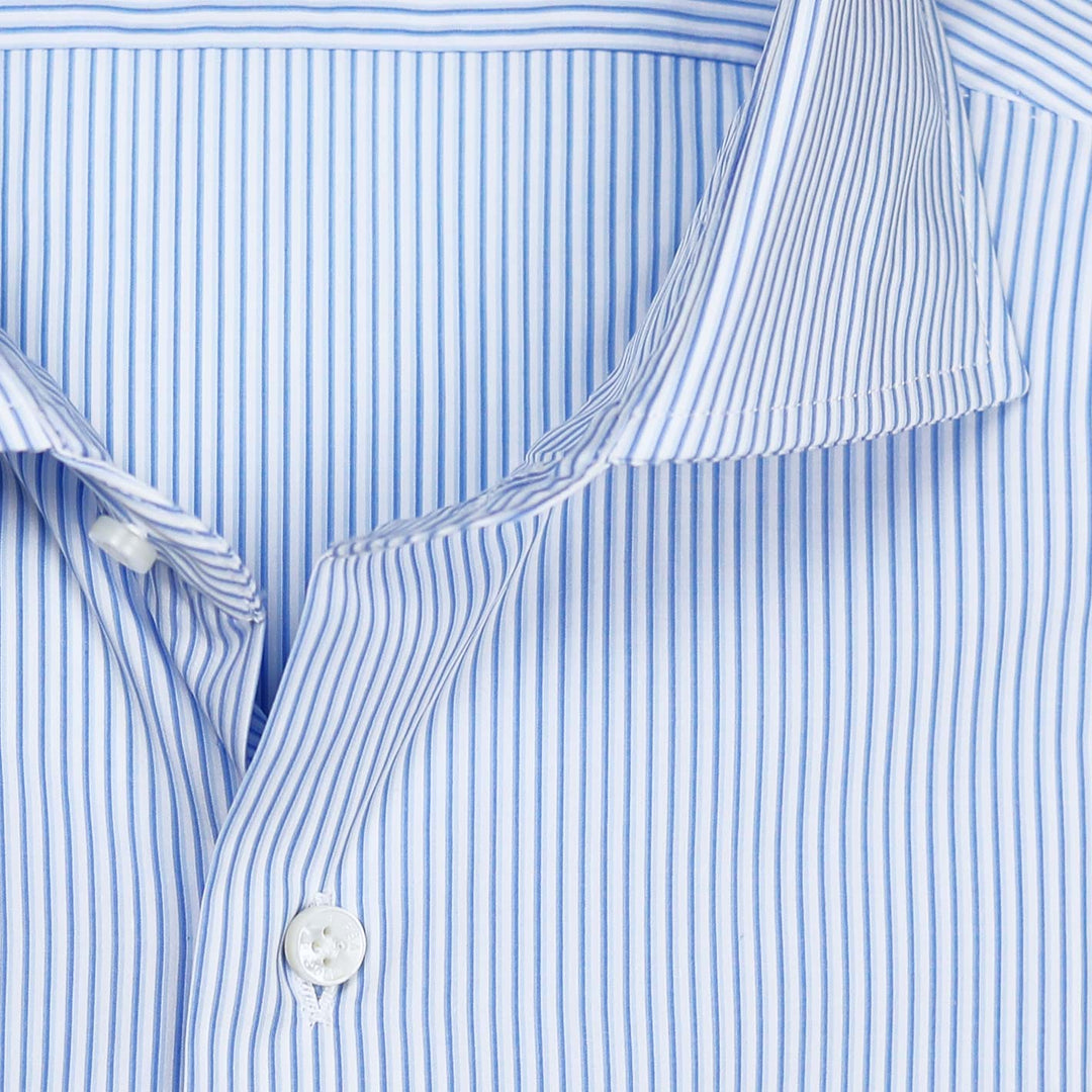 Blue Thin Double Striped Slim Cutaway Shirt